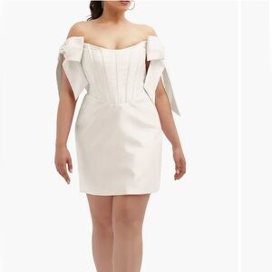 Elegant Off-Shoulder White Dress with bow sleeve